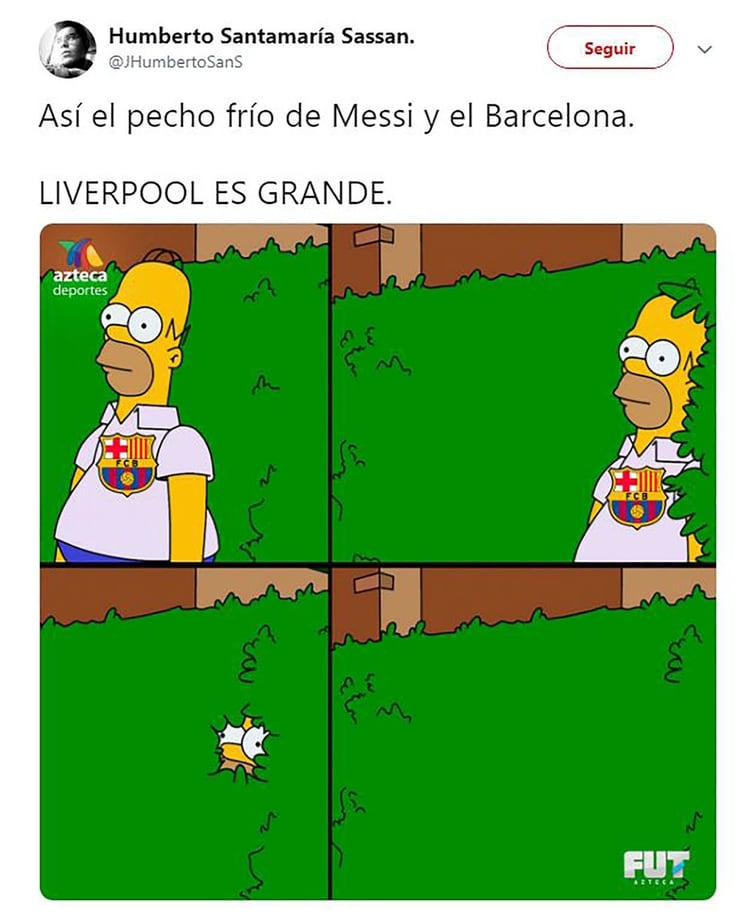 El Homero Simpson hincha del Barcelona se esconde por la vergüenza