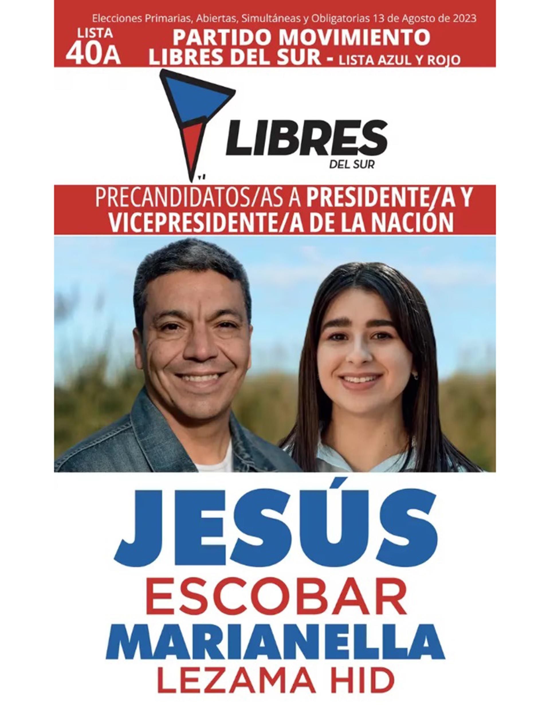 Jesús Escobar, precandidato presidencial por Libres del Sur 