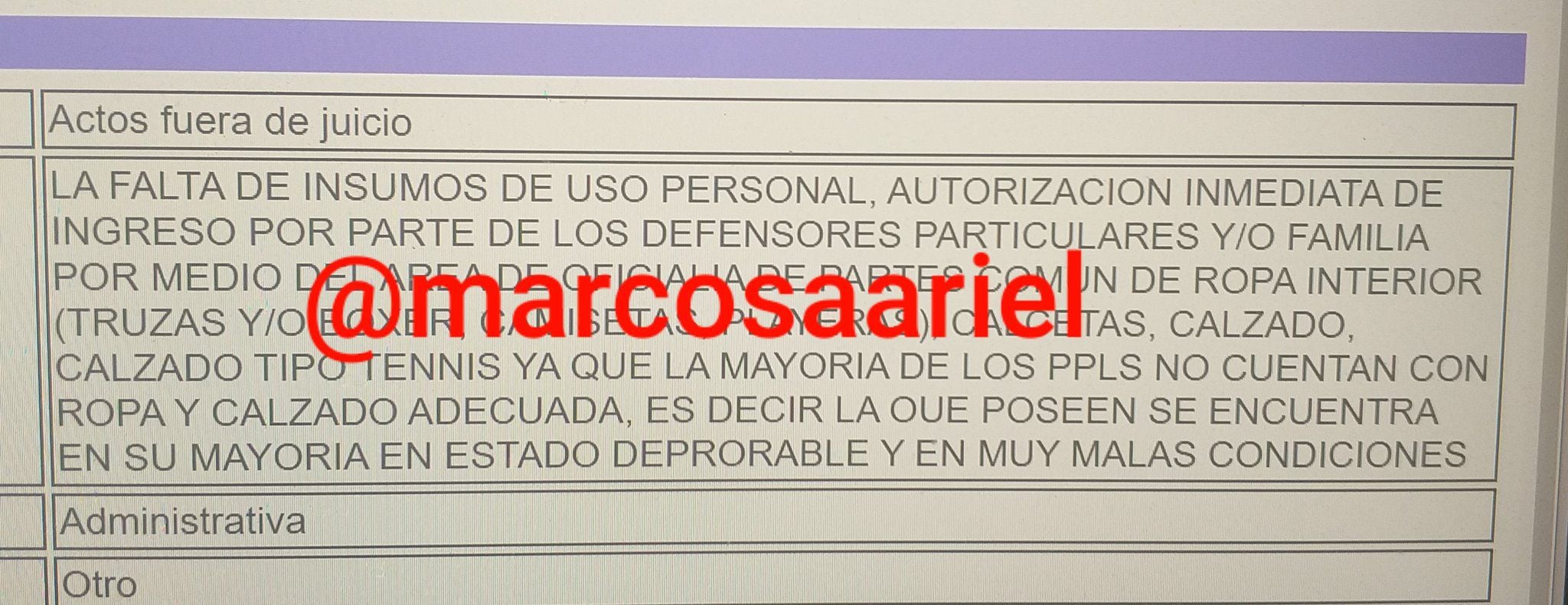 El texto del reclamo fue compartido en Twitter por Marcos Muedano (Foto: Twitter@marcosaariel)