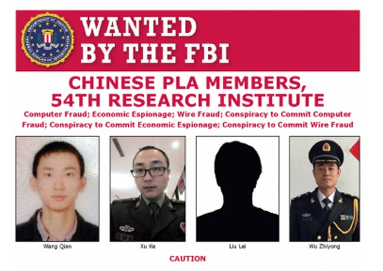 La publicación del FBI con las fotos de los acusados y los cargos presentados en su contra. Foto: FBI