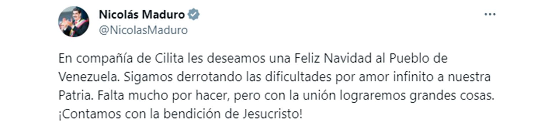 El mensaje de Nicolás Maduro en Navidad