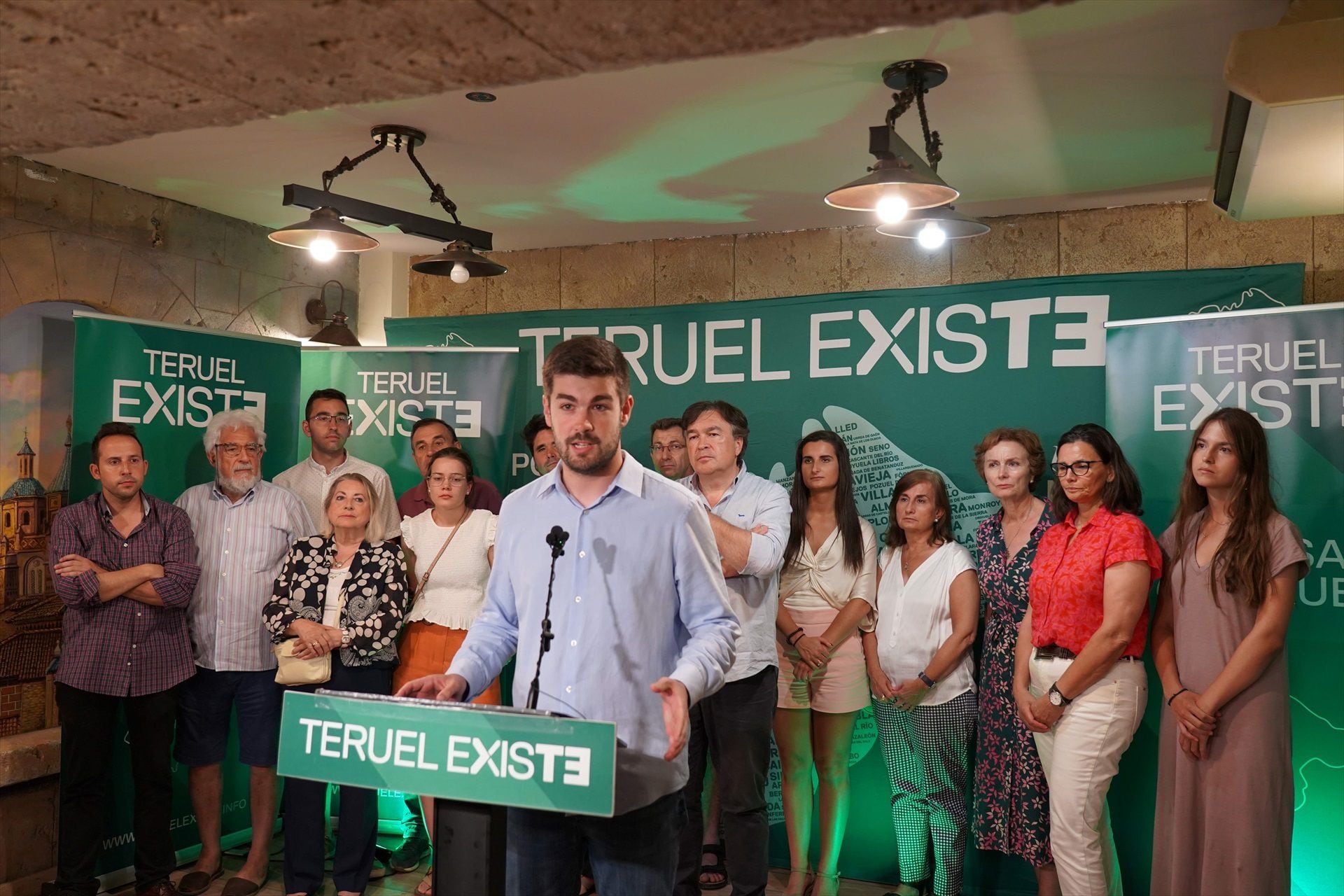 El candidato de Teruel Existe al Congreso por la provincia, Diego Loras, en su sede.
(TERUEL EXISTE)