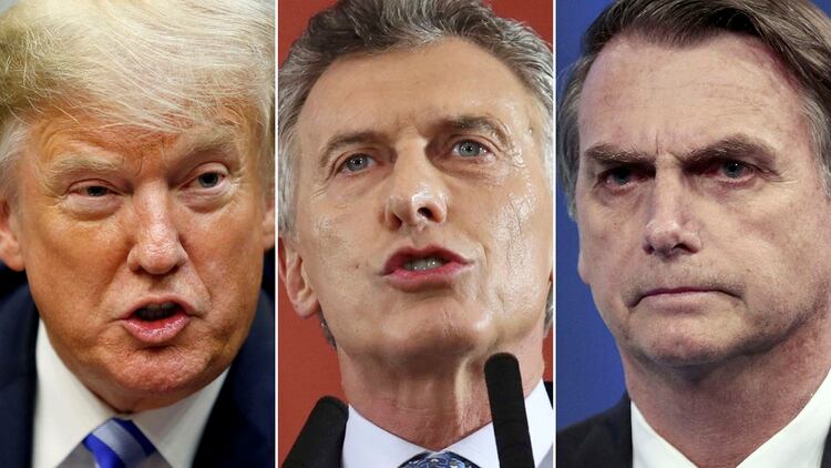 Presidentes Trump, Macri y Bolsonaro.