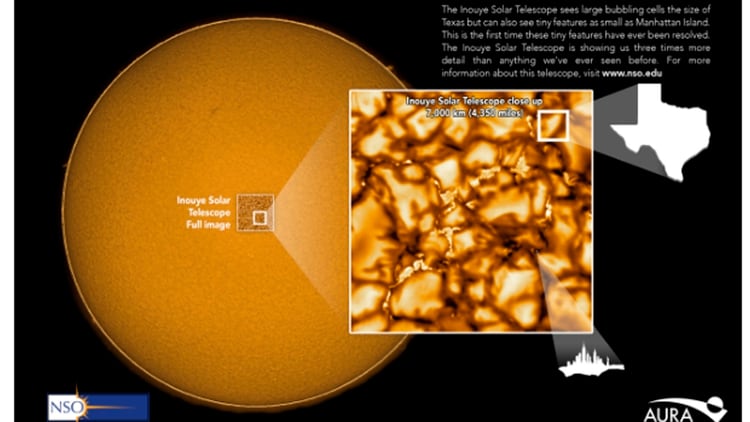 Las observaciones revelan una estructura similar a las células grandes como Texas que se mueven sobre la superficie solar (NSF)