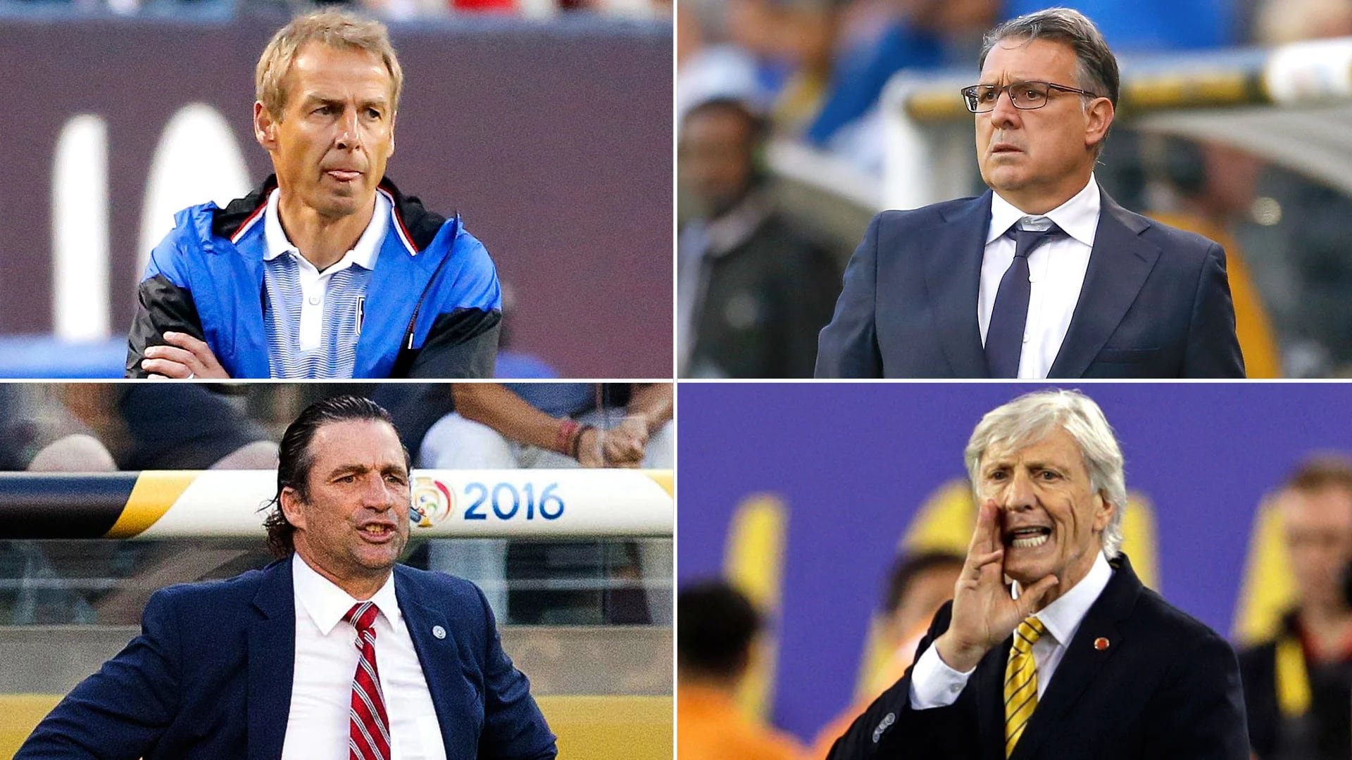 Jürgen Klinsmann, Gerardo Martino, Juan Antonio Pizzi y Néstor Pekerman, los cuatro entrenadores semifinalistas