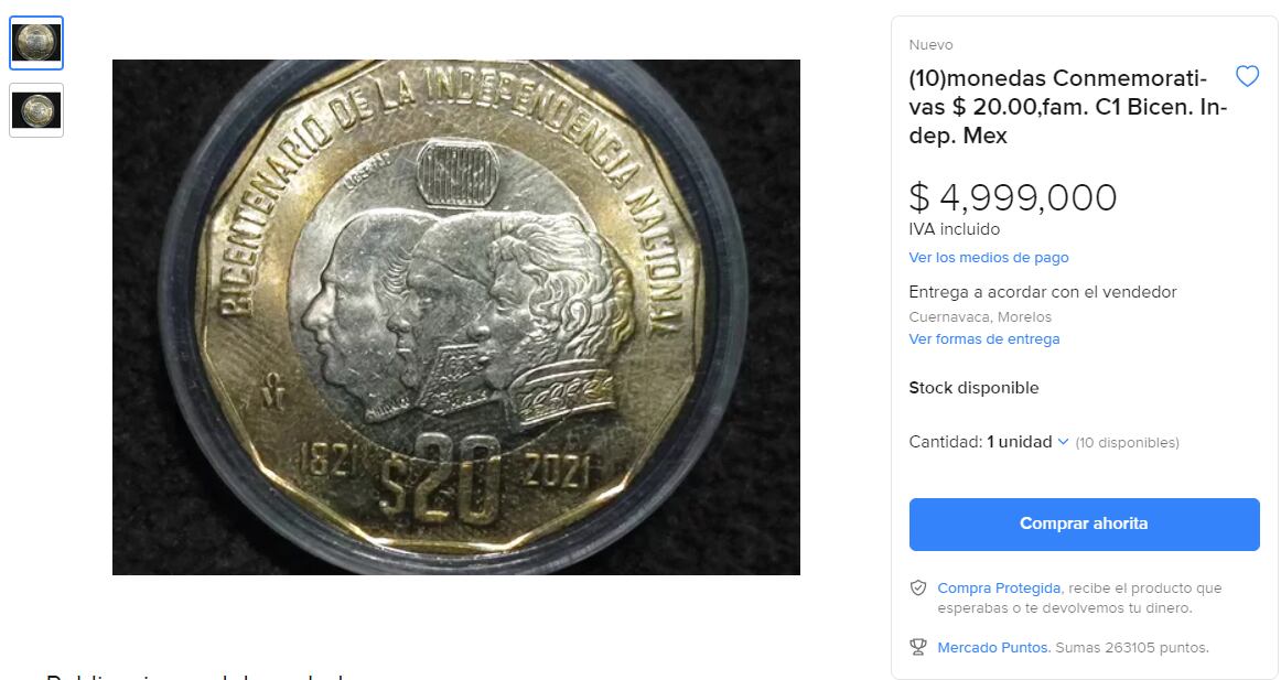 Moneda Bicentenario. Mercado Libre
