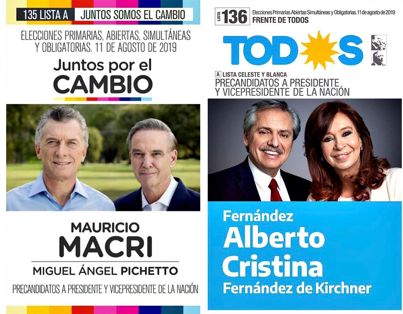 Las boletas de los dos partidos con más chances en la elección de mañana