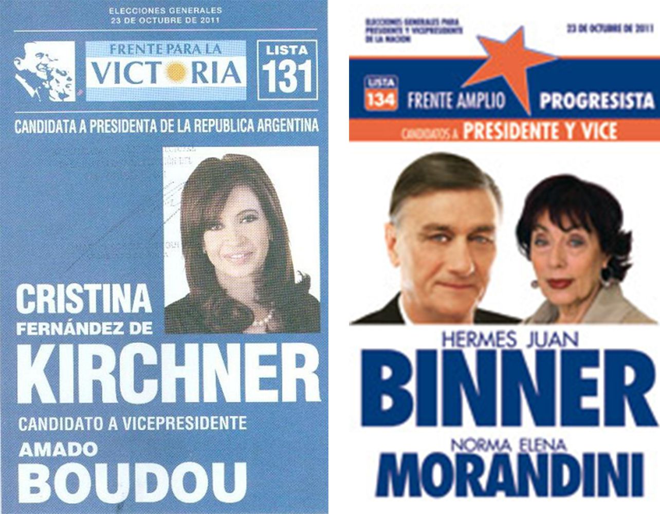 Las boletas de la reelección de Cristina Kirchner