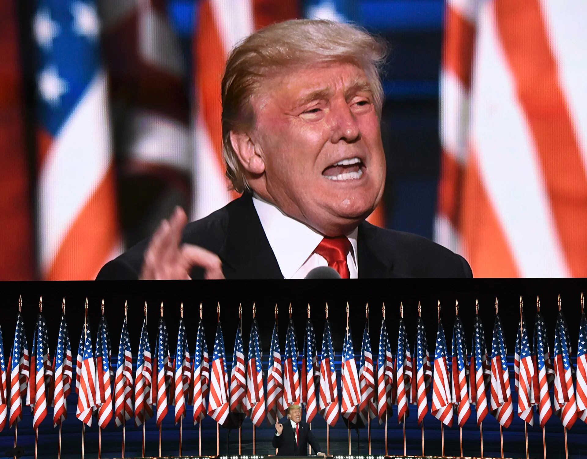 El magnate Donald Trump ofreció un discurso en la cuarta jornada de la Convención Repúblicana, tras ser proclamado oficialmente como candidato a presidente de EEUU (AFP)