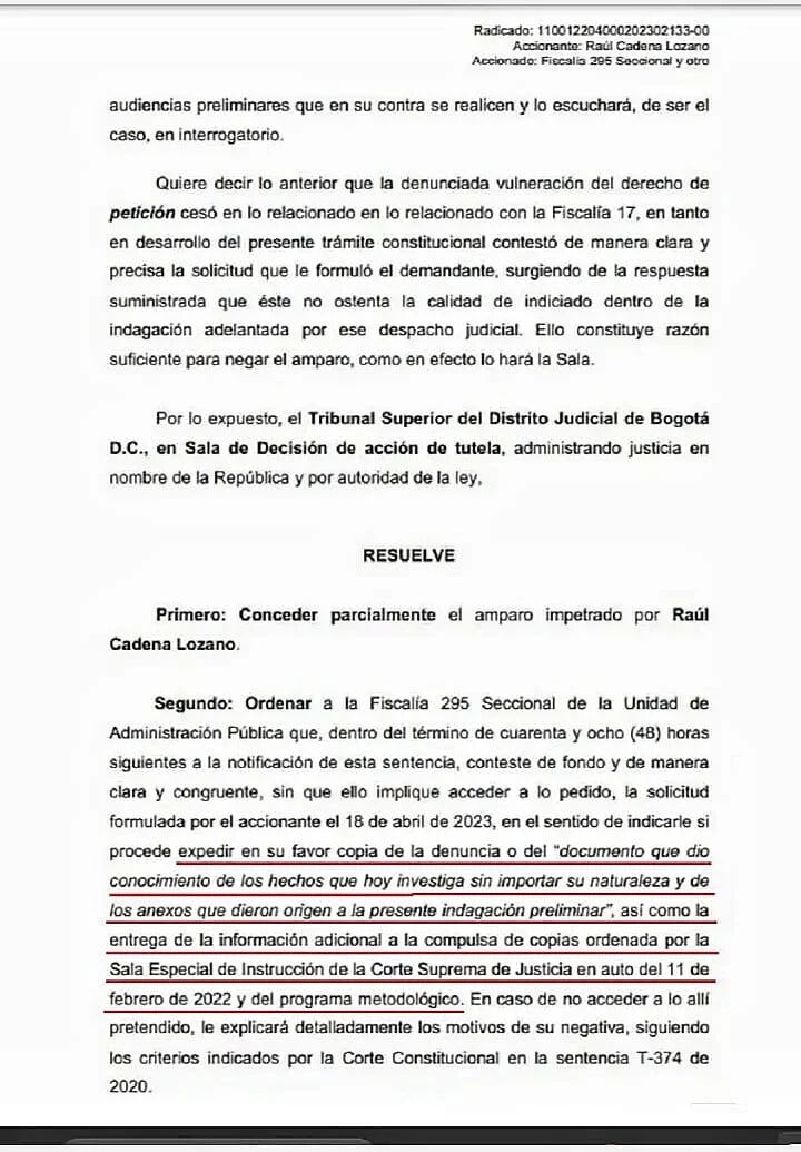 Sentencia del Tribunal Superior de Bogotá. Rama Judicial