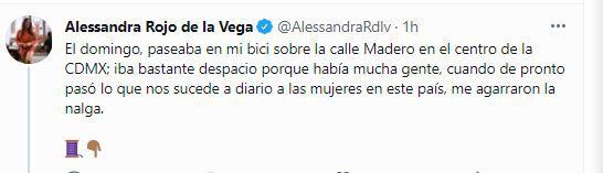 Alessandra Rojo relató el abuso (Foto: Twitter)
