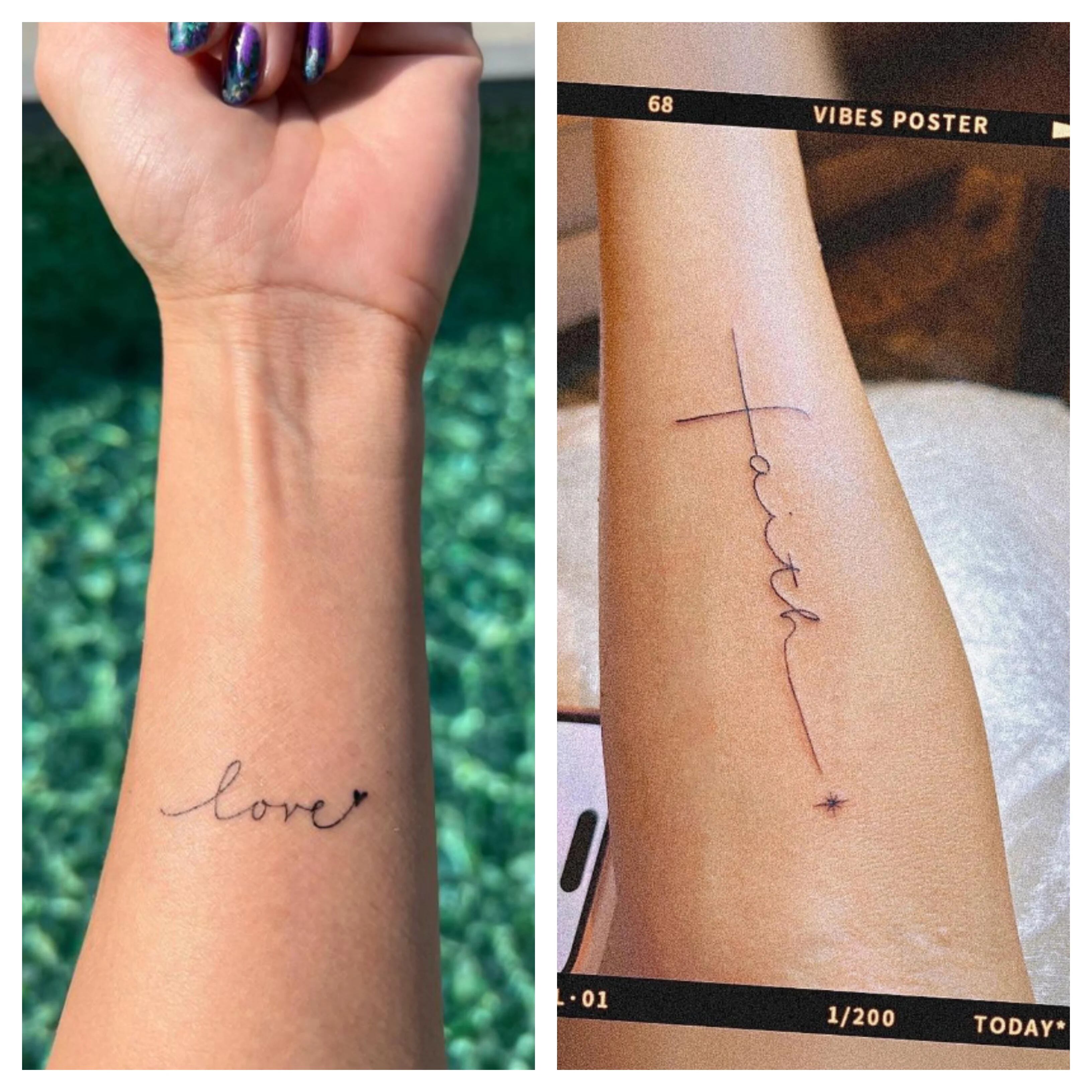 En su última publicación de Instagram, Lee compartió fotografías de sus tatuajes que decían “amor” y “fe” garabateados en sus brazos.