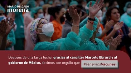 Los mensajes emitidos por Morena y Delgado fueron criticados por haber usado las vacunas contra el COVID-19 para hacer proselitismo (Foto: Twitter @mario_delgado)