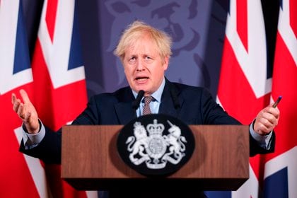 El primer ministro británico, Boris Johnson durante una rueda de prensa