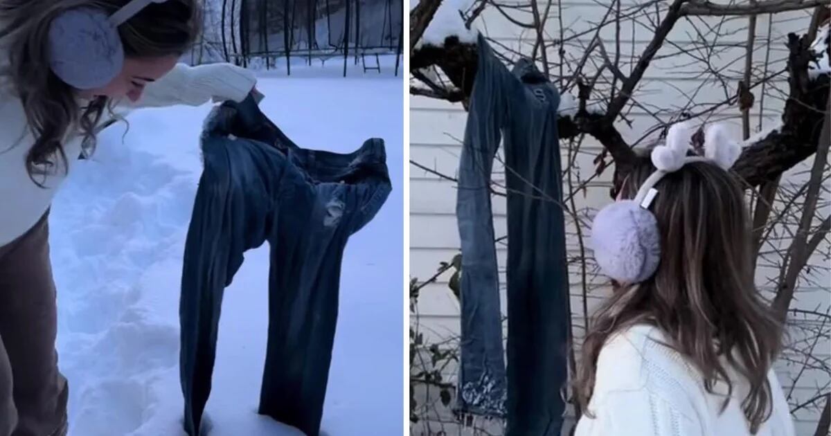 Clothes got stuck in the yard of her house in Norway during a polar wave and what happened left her speechless