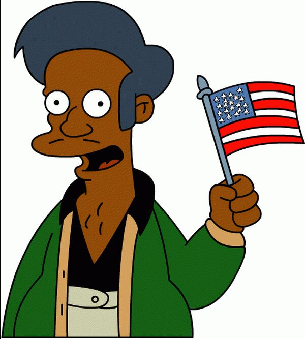 Apu es el inmigrante de origen indio dueÃ±o de la tienda de abastos a la que recurren todos los dÃ­as Los Simpsons (Matt Groening)