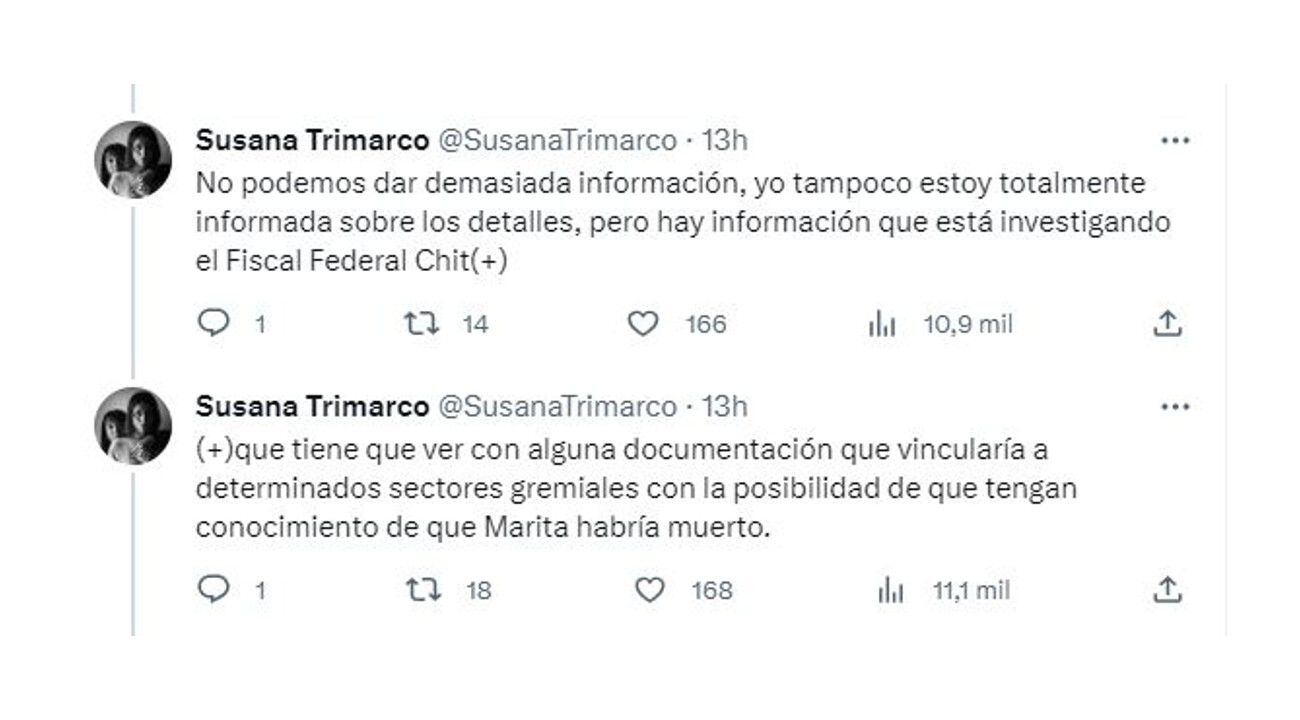 El comunicado de Susana Trimarco en Twitter