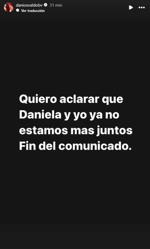 Comunicado de Daniel Osvaldo y Daniela Ballester