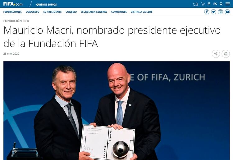 La noticia se conoció a través de un comunicado de la FIFA