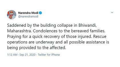 El tuit de Narendra Modi, primer ministro de India