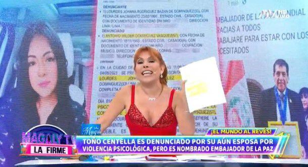 Toño Centella es denunciado por su aún esposa.(Captura: Magaly TV La Firme)