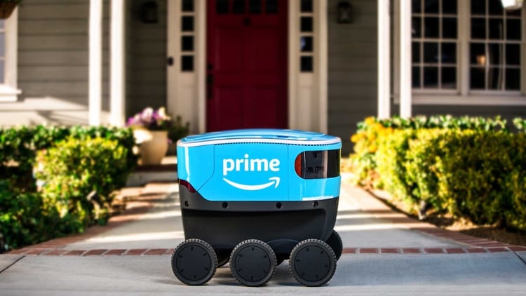El robot de Amazon en su entrega Prime en Washington