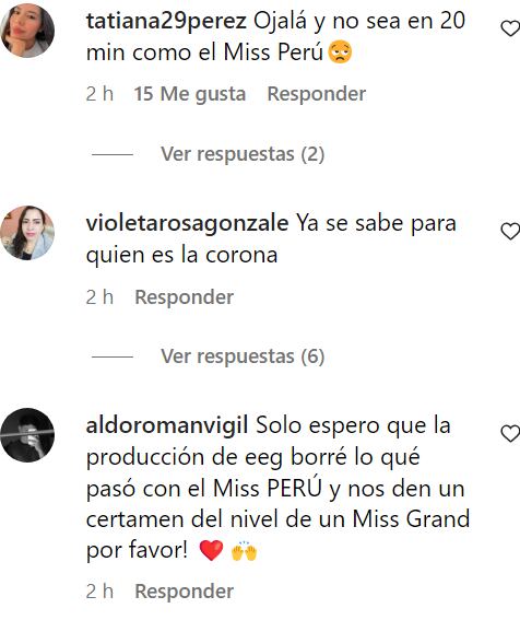 Usuarios critican organización del 'Miss Grand Perú'. (Instagram)