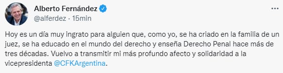 El tuit del Presidente tras el pedido de condena a Cristina Kirchner