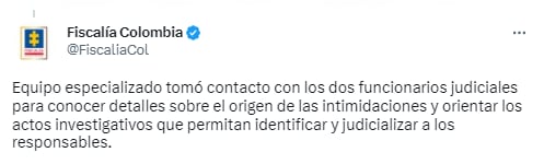 Twitter Fiscalía General de la Nación