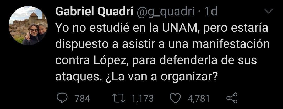 El diputado panista ha reaccionado a los comentarios del presidente mexicano mediante su cuenta de Twitter (Foto: Twitter/ @g_quadri)