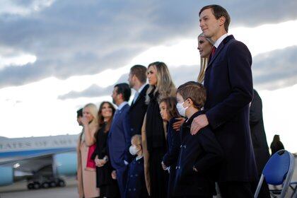 Ivanka Trump and her husband Jared Kushner at Donald Trump's farewell at Andrews Military Base, Maryland.