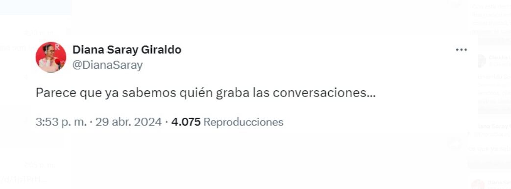 La periodista recordó una polémica pasada de Armando Benedetti en que se revelaron unas grabaciones en donde insultaba a Laura Sarabia - crédito @DianaSaray/X