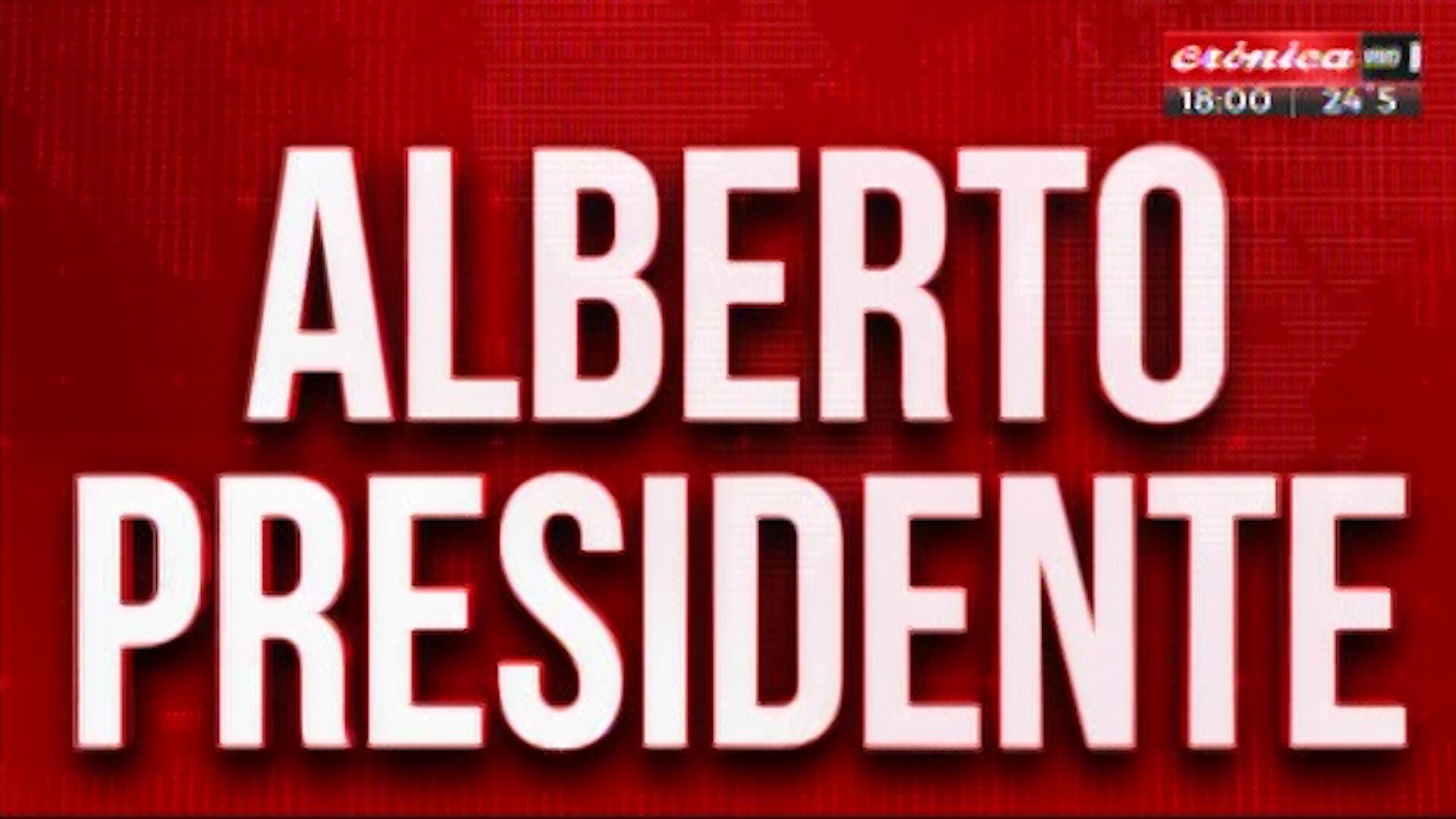 Placa de Crónica anunciando el triunfo de Alberto Fernández 