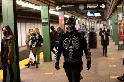 Los disfraces también se hicieron notar en el metro de Nueva York