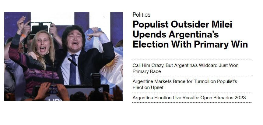 La victoria de Milei en la portada de Bloomberg