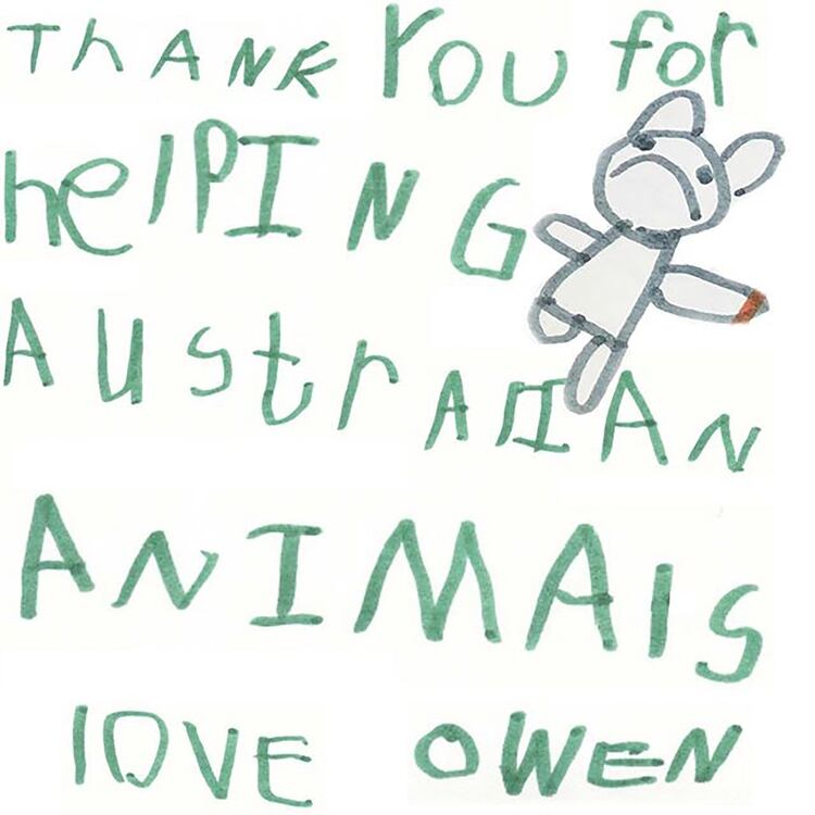 El mensaje de agradecimiento a los donantes escrito y compartido por Owen