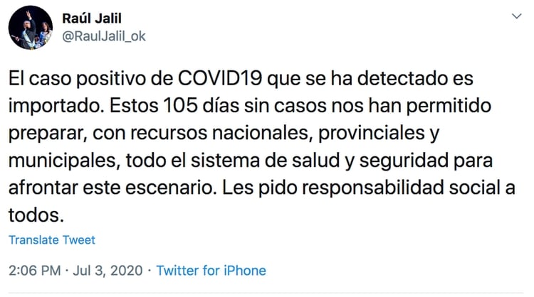 Otro de los tuits que publicó el gobernador de Catamarca