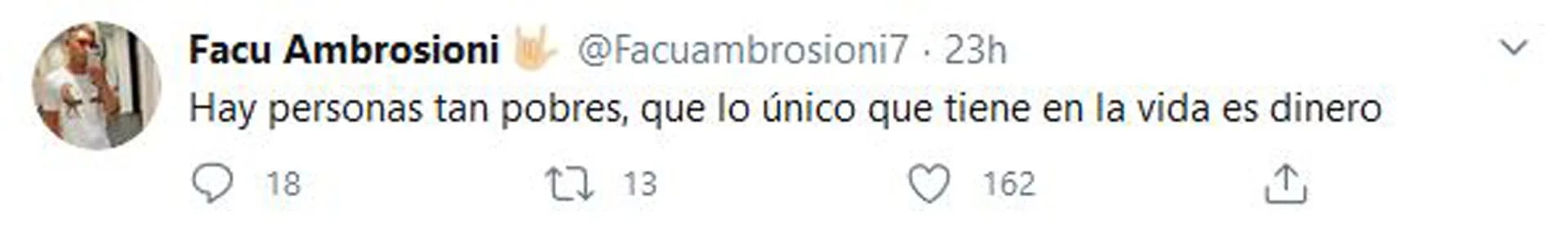Facundo Ambrosioni publicó un mensaje sin mencionar a More Rial (Foto: Twitter)
