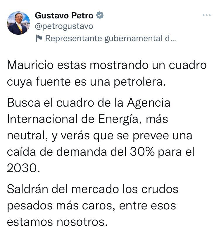 Tuit de Gustavo Petro.