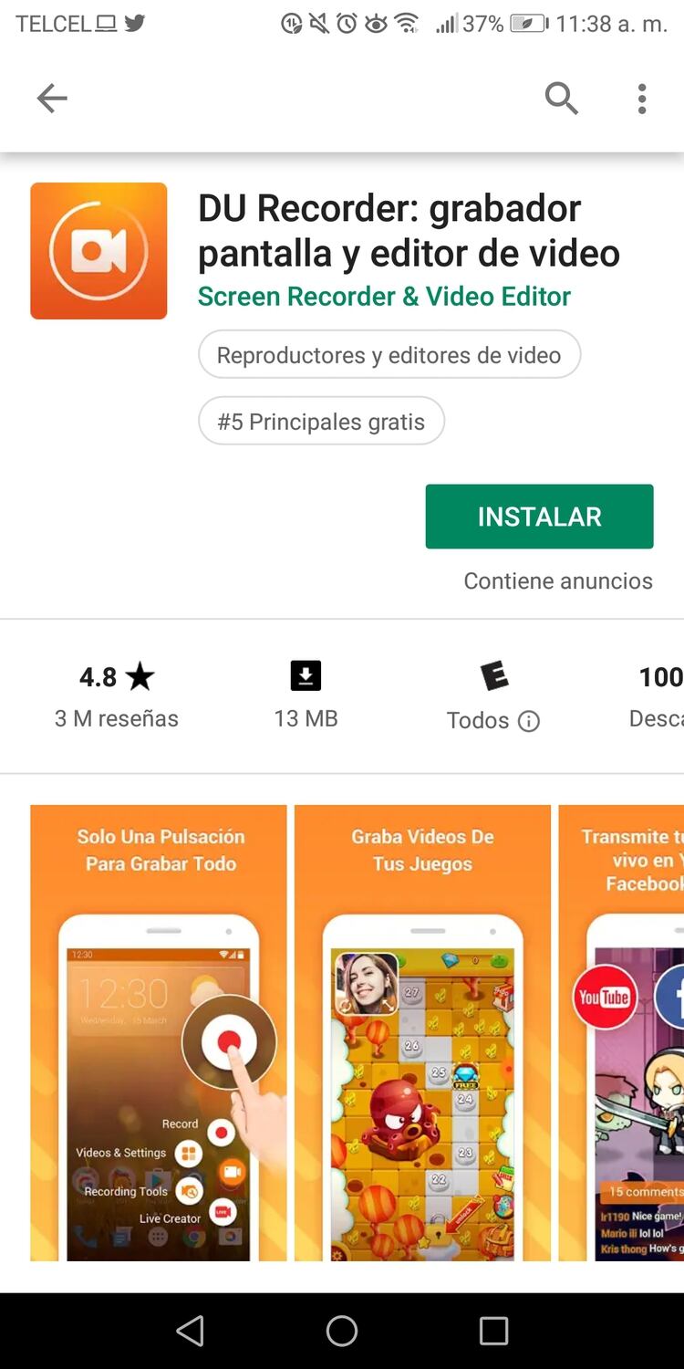 Du Recorder también la puedes encontrar en la Play Store (Captura de pantalla)