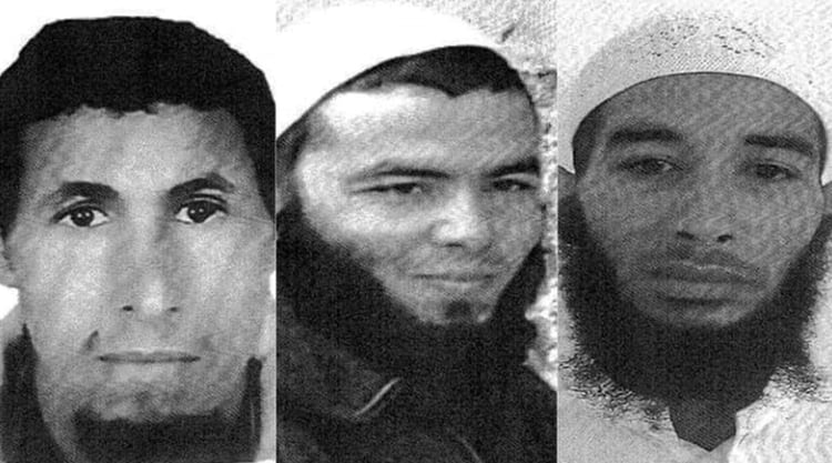 Rachid Affati, Ejjoud Abdessamad y Ouziad Younes, arrestados por la policía en Marrakesh (Foto: Archivo)