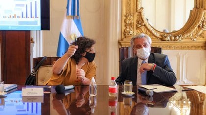 Alberto Fernández y Carla Vizzotti en la Casa Rosada