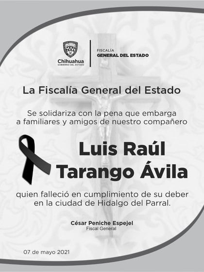 La fiscalía manifestó sus condolencias y prometió apoyo a los deudos (Fiscalía Chihuahua)