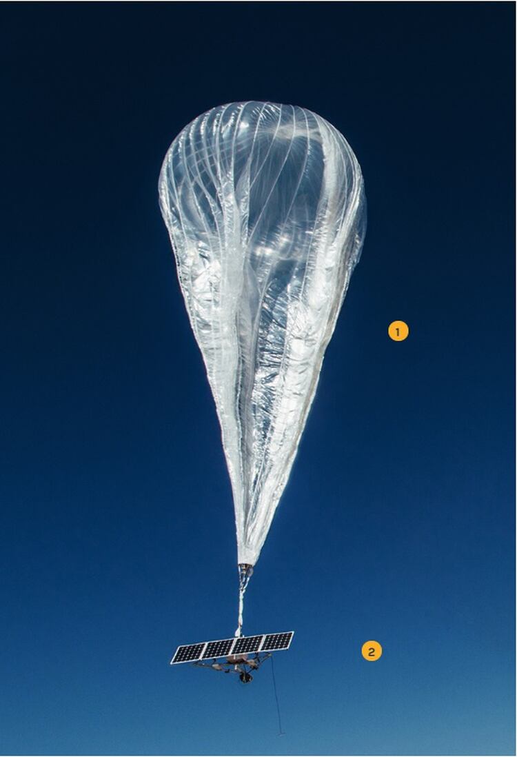 Los globos son de polietileno y están diseñados para soportar los vientos de más de 100 kilómetros por hora y temperaturas que pueden llegar a los -90 grados en la estratófera.