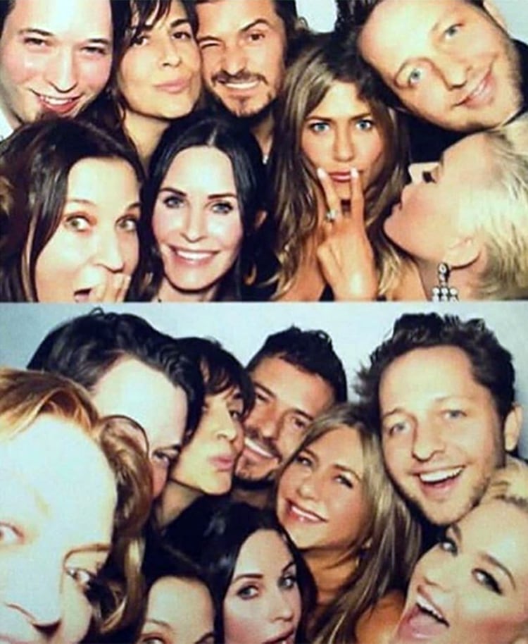 Jennifer Aniston con Orlando Bloom, Katy Perry y Courteney Cox