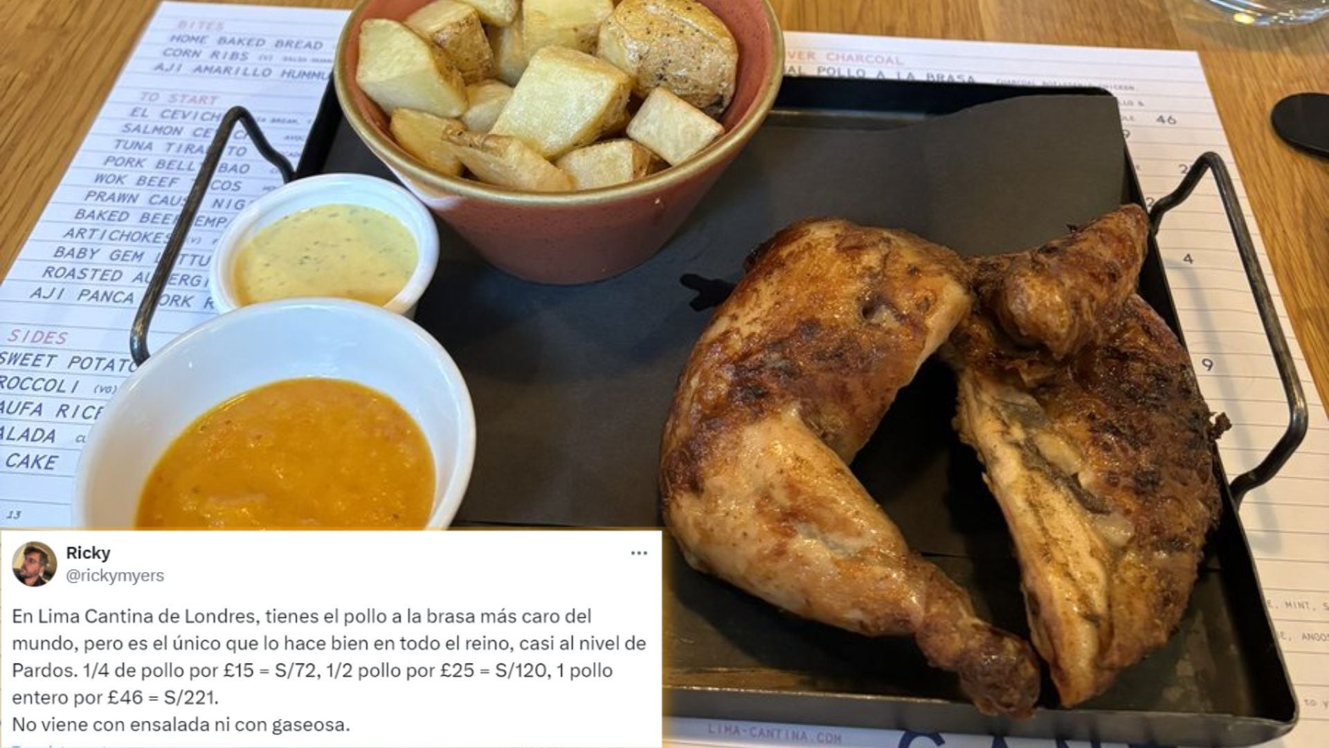 Londres esconde un secreto culinario: el pollo a la brasa que redefine el concepto de lujo en la gastronomía peruana. (Composición Infobae Perú | Captura)