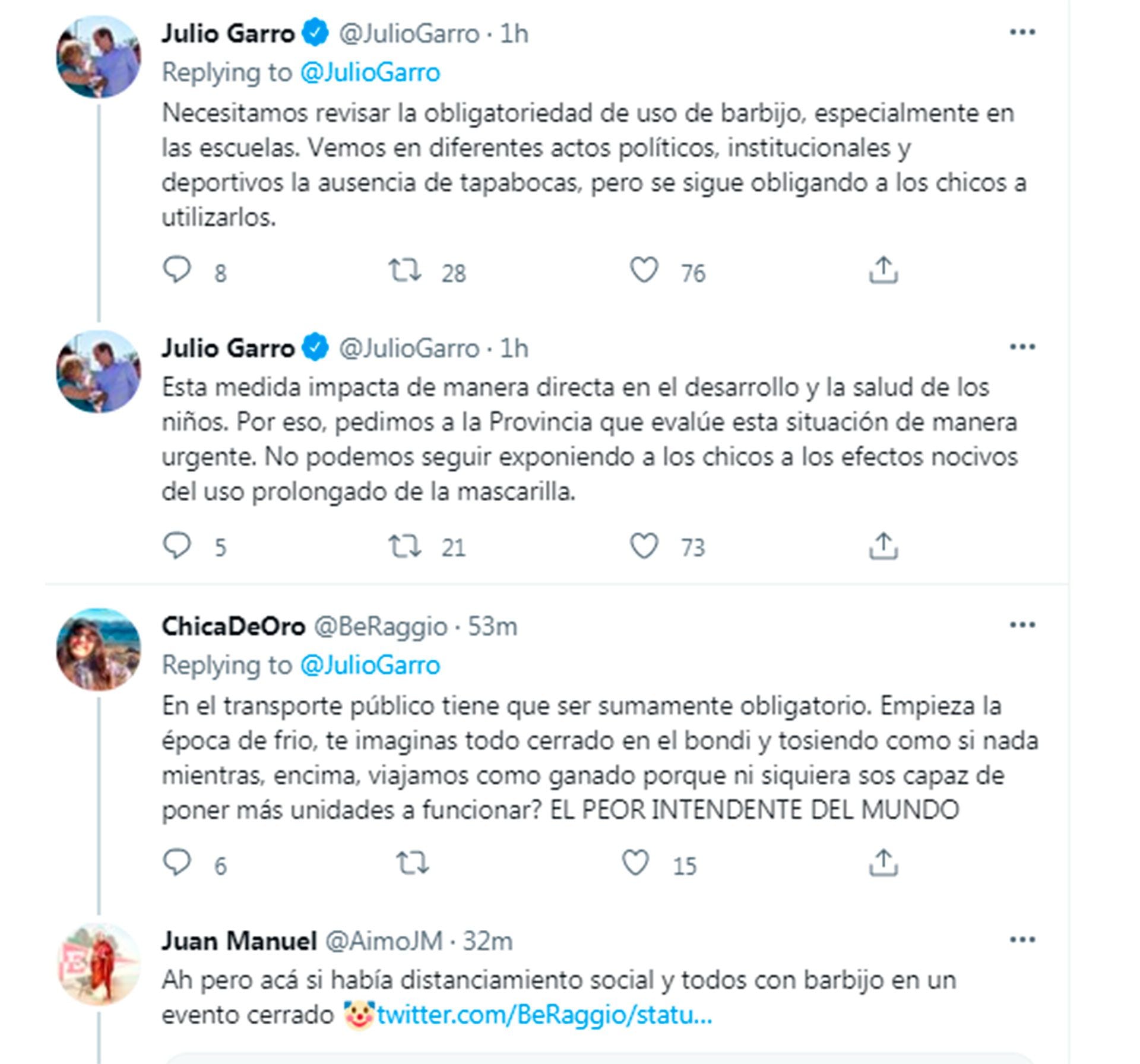 Fil de tweets du maire de La Plata Julio Garro