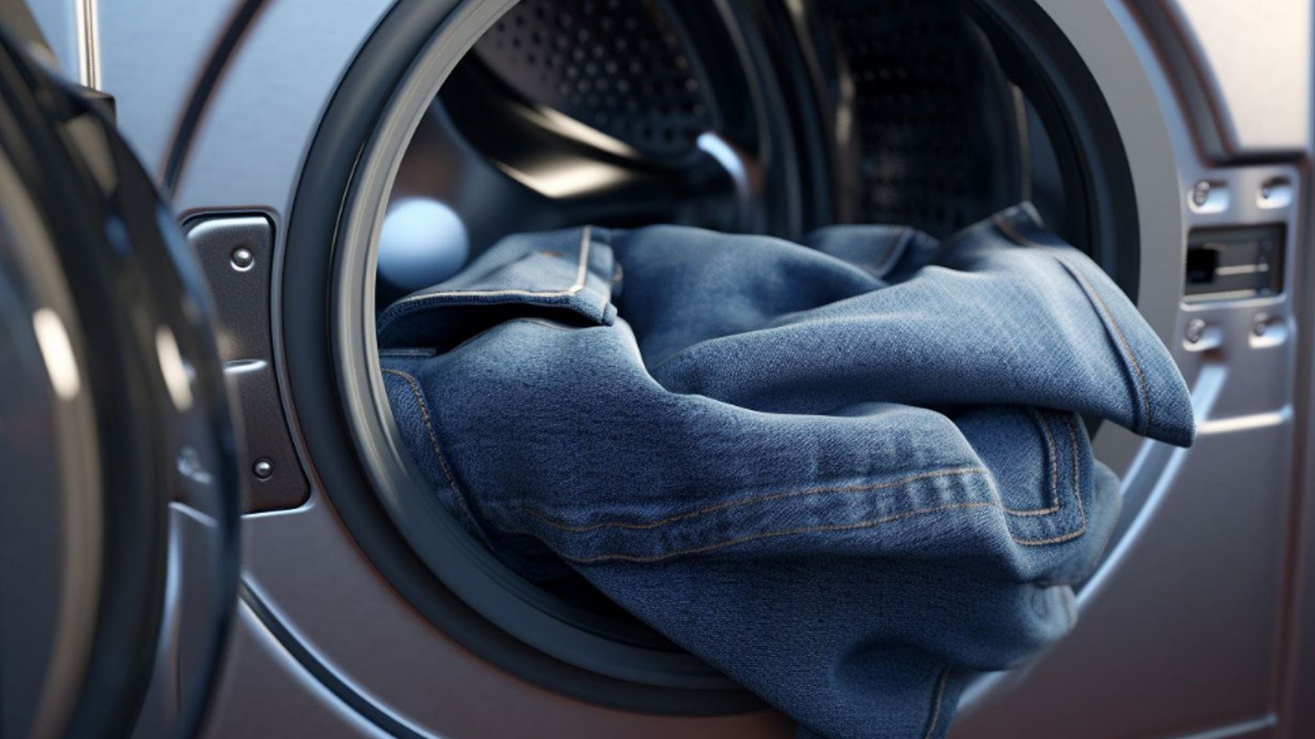 Los expertos recomiendan no meter los jeans a la lavadora. Foto: IA Infobae.