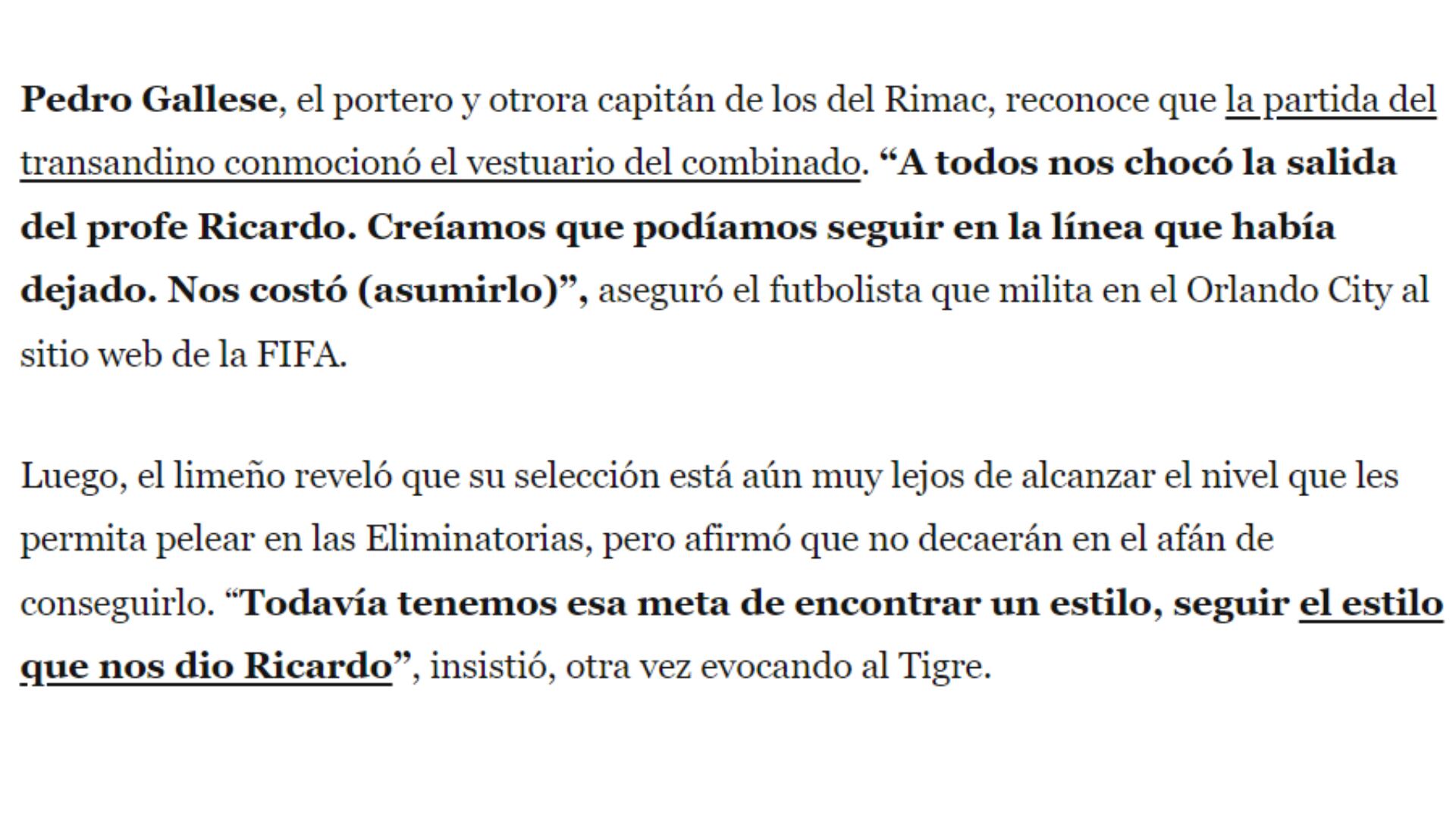 La Tercera considera que en Perú se habla de Ricardo Gareca de manera 'dolorosa'.