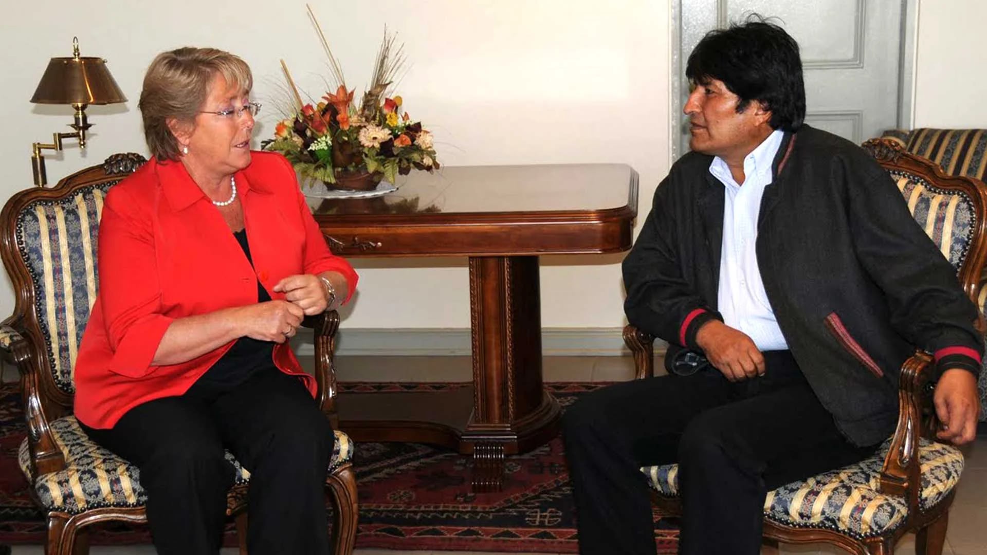 La presidente de Chile, Michelle Bachelet; y su par boliviano, Evo Morales